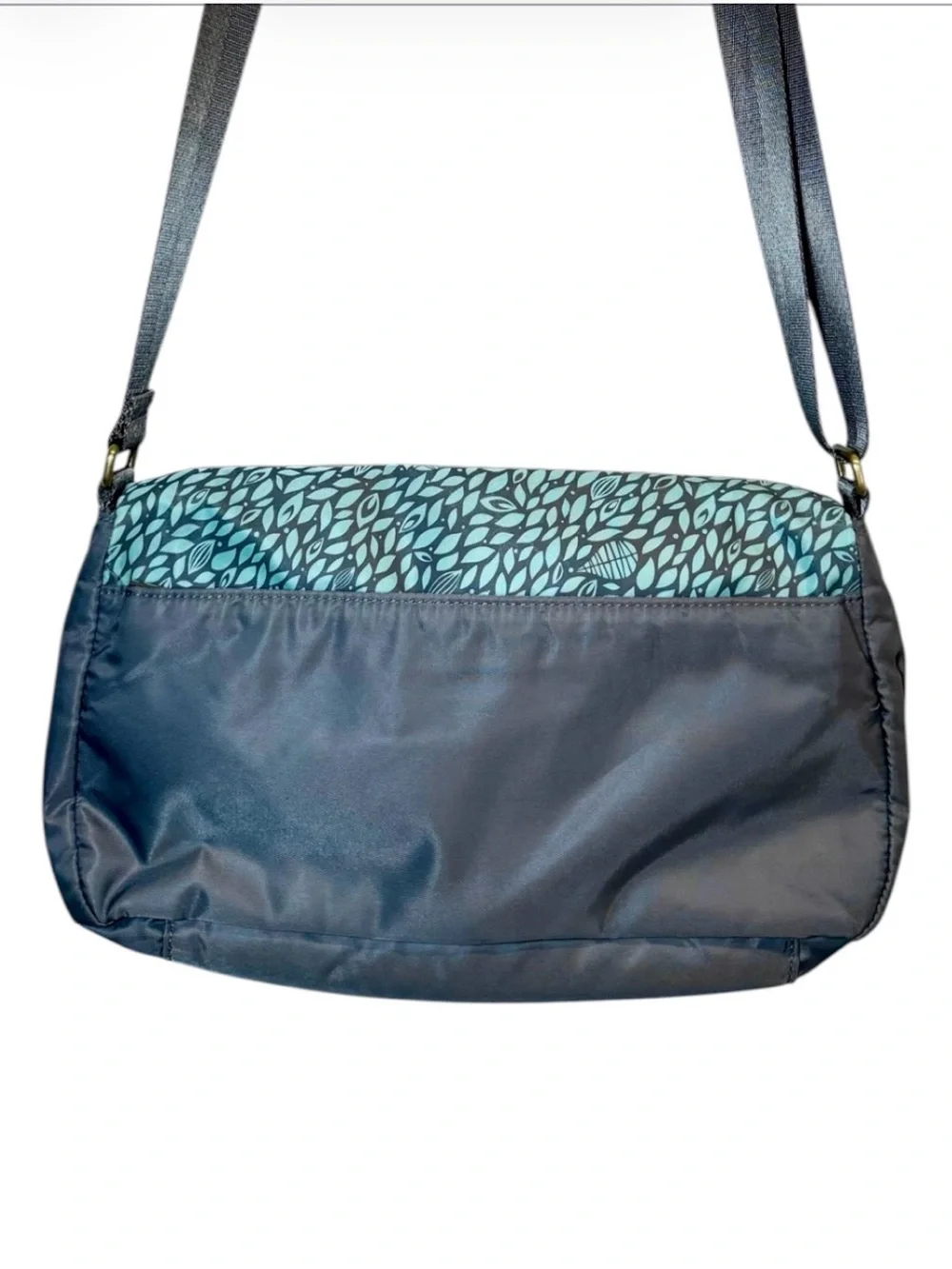 Chala CV  Envoy Dragonfly Flap Crossbody Messenger Bag Gray/Aqua RFID Protected